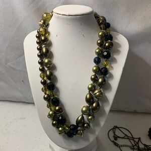 Monet Gold and Green Beaded Necklace